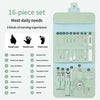 16-piece manicure pedicure set with case - Nail kit